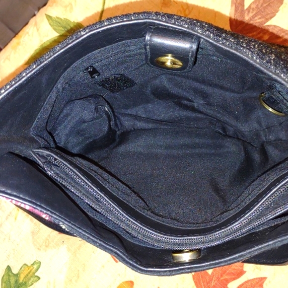 #VINTAGE #BUENO Embroidered Multi-Print Fabric Satchel# - Picture 8 of 13